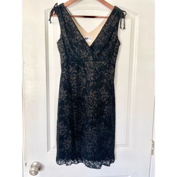 Vtg 90s Whimsygoth Sparkly Black Rose V-Neck Cocktail Dress I.N. Studio Size M - Picture 7 of 8